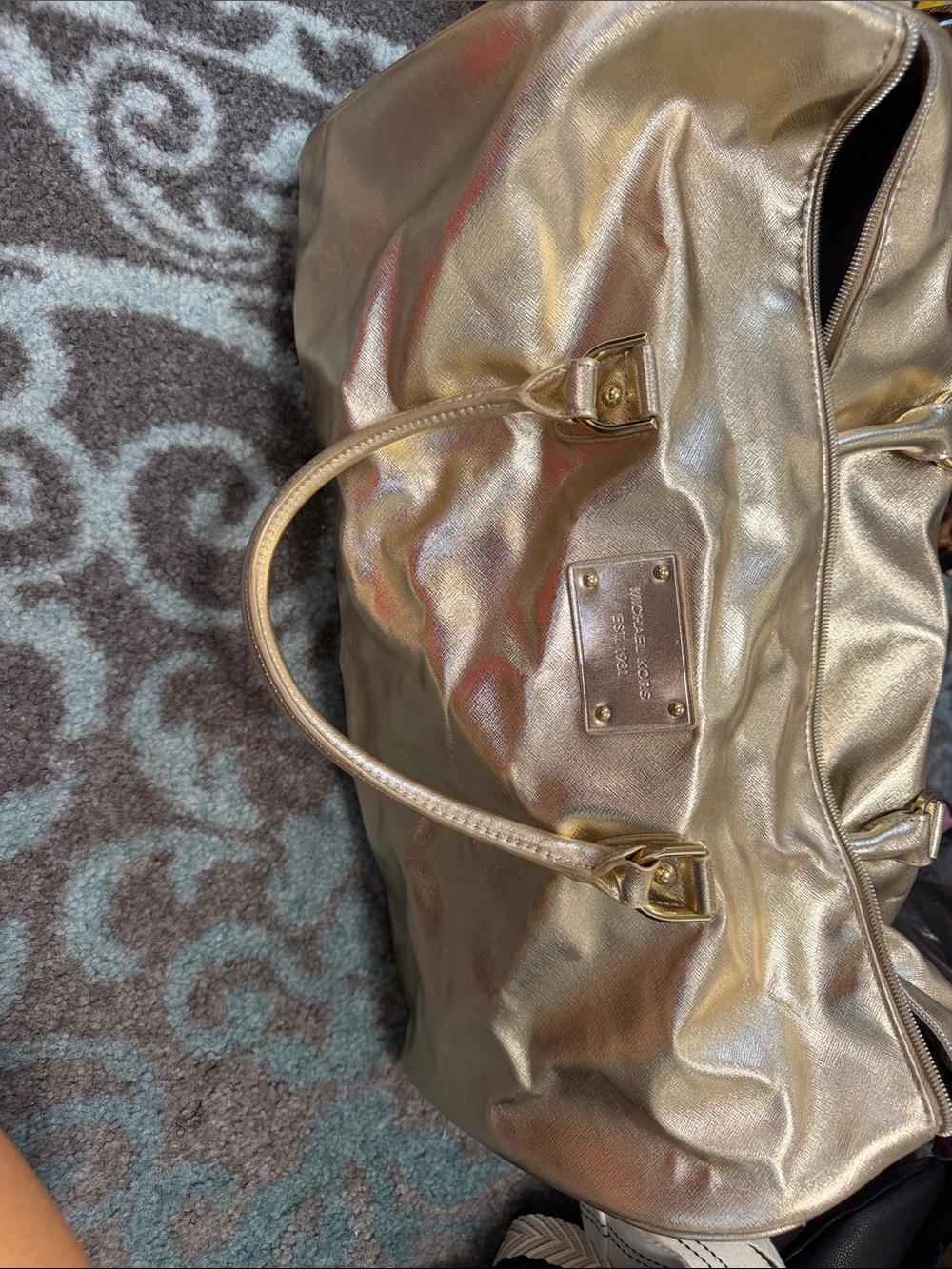 Michael Kors Metallic Gold Travel Weekender Bag